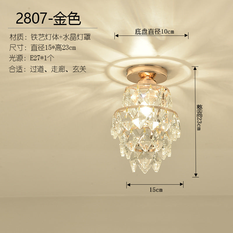 [Strict selection] American crystal small chandelier corridor decorative lighting entrance cloakroom ceiling modern LED light