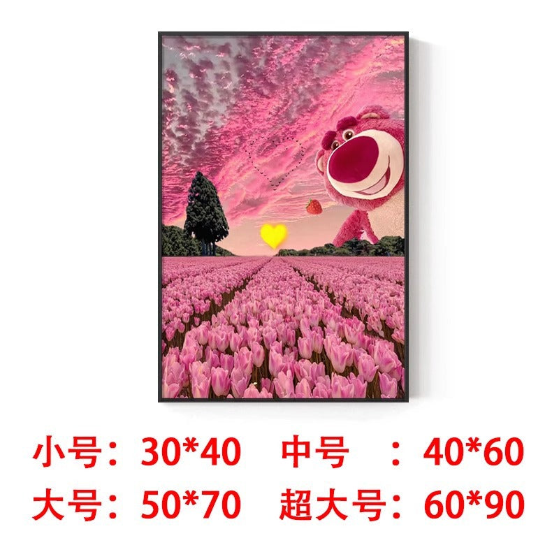 Strawberry bear decorative painting cute trend lotso Stitch pendulum painting hanging painting living room bedroom wall painting