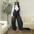 European and american style women's denim overalls -  cross-border autumn/winter women's streetwear casual zip-up wide-leg jumpsuit