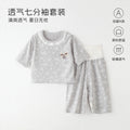 Baby pajamas mocotton thin style kids' loungewear summer boys' and girls' three-quarter sleeve air conditioning suit high-waisted set