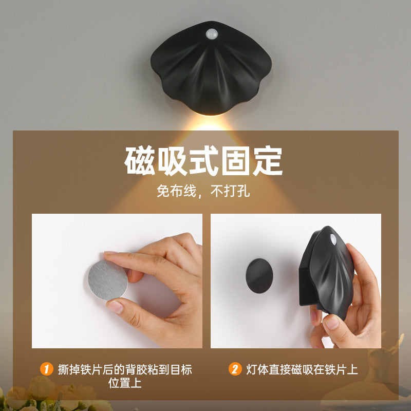 new arrival intelligent human body sensor wall lamp wiring-free magnetic led rechargeable night light indoor door sign night light