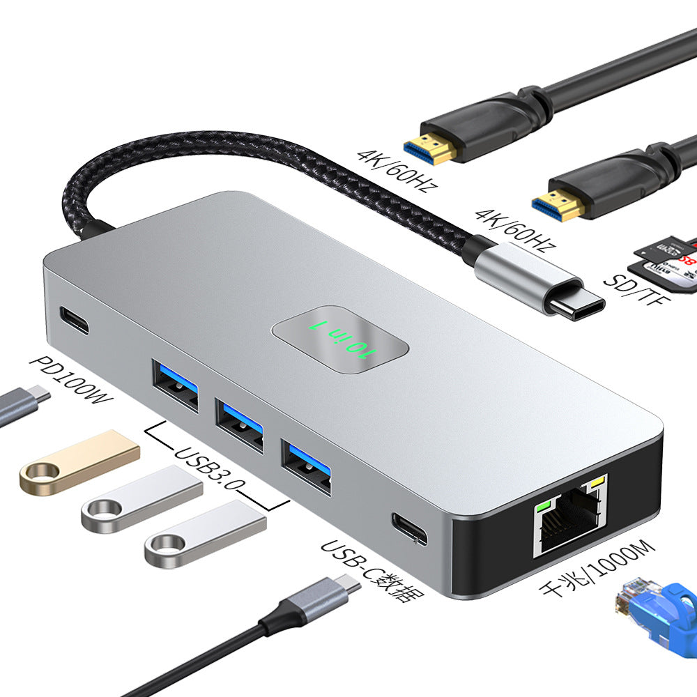 dual high-definition 4k60h different display mst multi-screen projection gigabit network card hub notebook type-c docking station