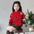 christmas kids' sweater - fleece-lined, extra thick, chinese new year style. versatile knitted base layer for boys and girls