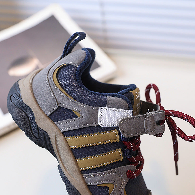 Vancahao kids' double-layer cotton sneakers -  winter new arrivals: boys' hiking shoes, girls' fashionable and versatile casual shoes