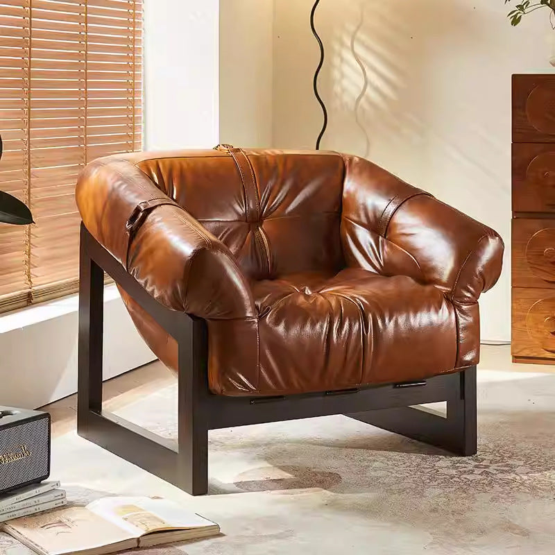 Medieval style solid wood single chair sofa balcony lazy lounge chair american casual chair oil wax cigar bar chair b&b chair chair