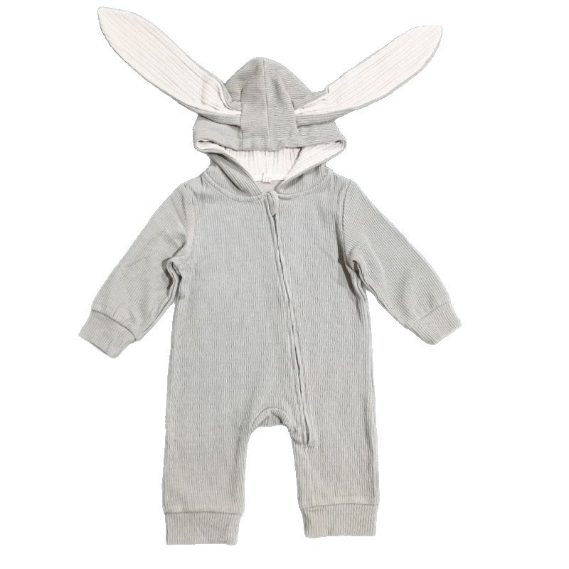 Spring & fall baby cute rabbit jumpsuit pit cotton long sleeves hooded romper newborn cute outing romper