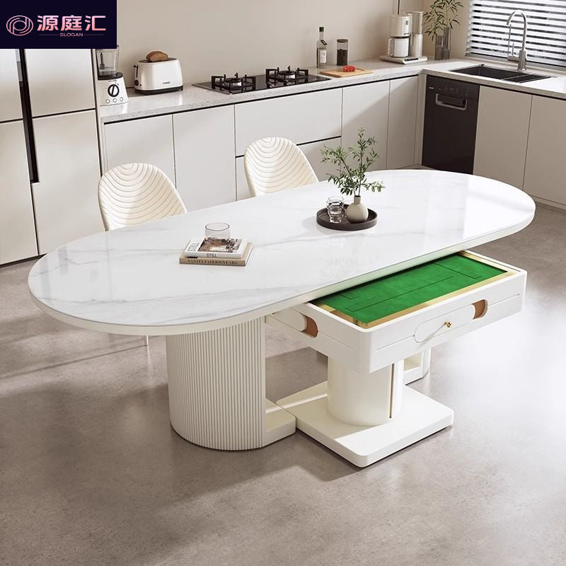 Fully automatic mahjong table & dining table combo - modern minimalist rock slab design for home use - multifunctional mahjong machine for dining room and living room