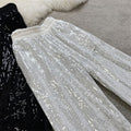 summer new arrival: flowy starry sky straight-leg pants - elastic waist, sparkling sequins, casual, loose fit, slimming wide-leg trousers
