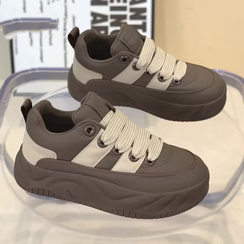 2025 spring/autumn new retro chunky sneakers - women's platform shoes, breathable wedge sneakers, casual athletic shoes