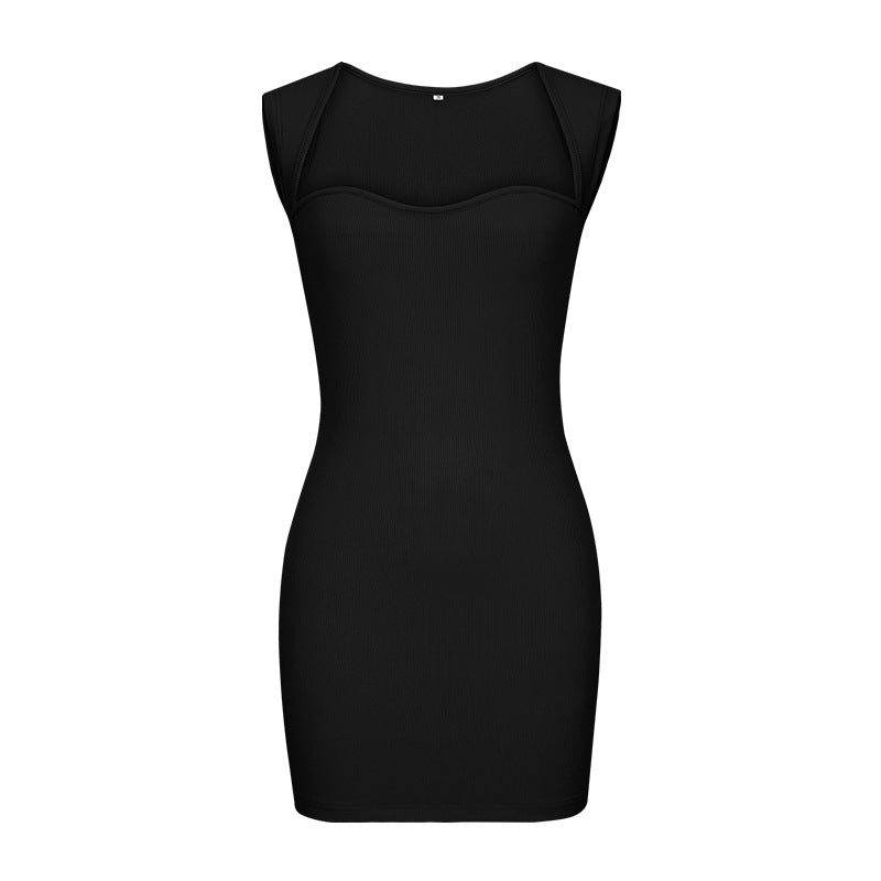 Sleeveless knitted hip-wrapped suspender dress, European and American autumn new products,   women's sexy nightclub skirt