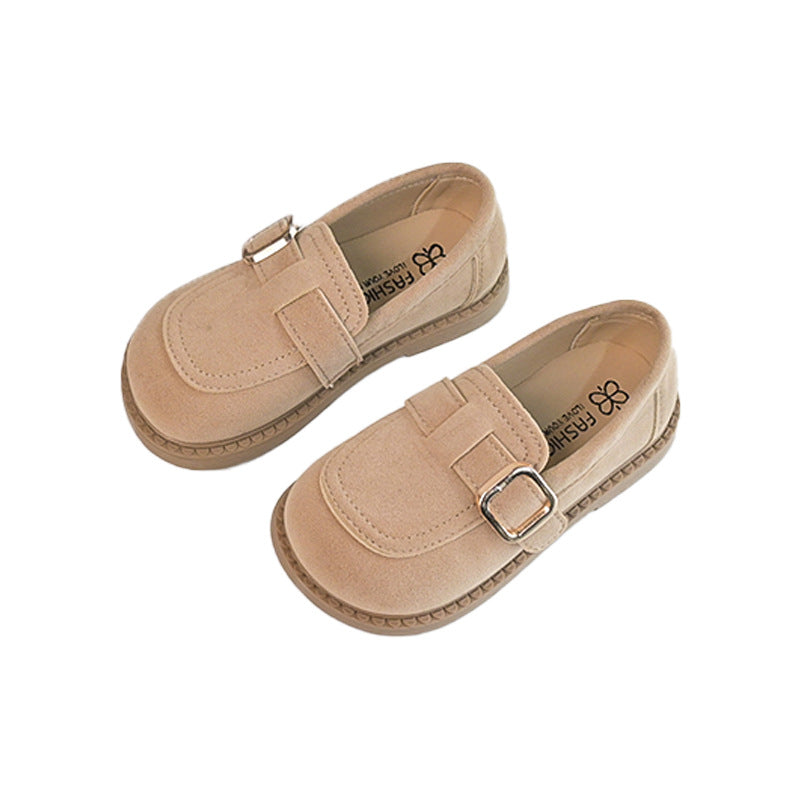 Vancahao single-sided velvet birkenstock shoes  spring & fall new arrivalkidsfashion leather shoes soft bottom bean shoes student flats