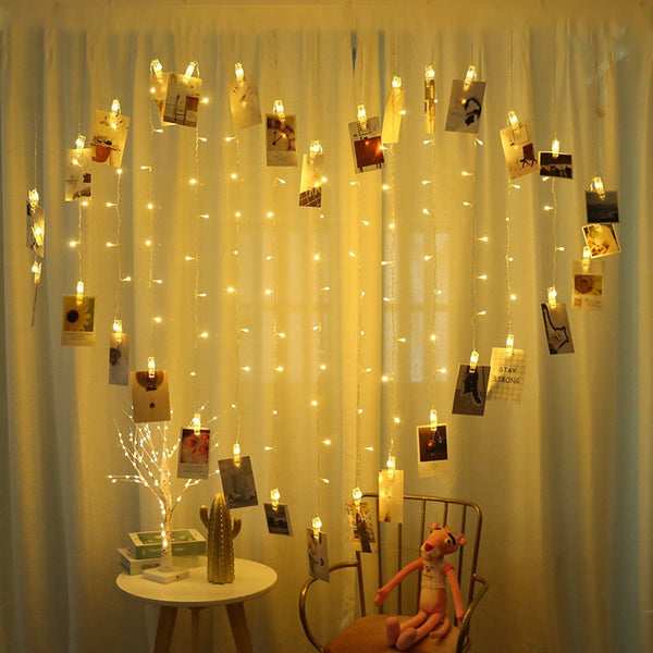 LED love ice strip running water curtain light, Valentine's Day love clip atmosphere curtain light wedding decoration light string
