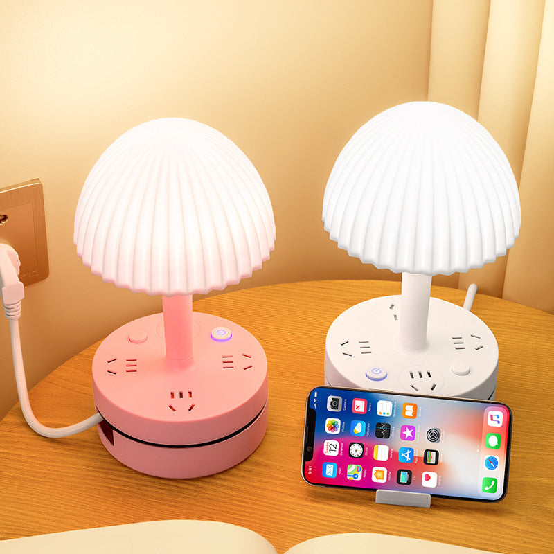 Integrated led desk lamp with socket, plug-in multifunctional dual-use usb energy-saving night light, bedside eye-care study reading lamp