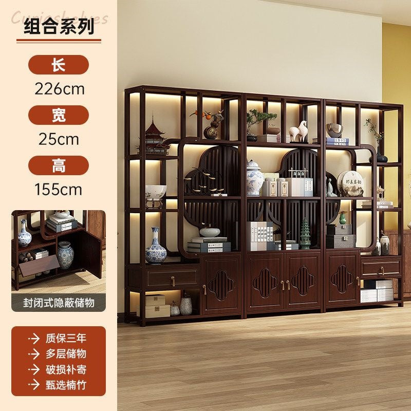 Special offer new chinoiserie non-solid wood antique rack tea tea set rack tea room tea cabinet ornaments storage rack large capacity