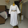 European and american cross-border women's fashion:  summer new arrival - stylish and chic striped turn-down collar pocket single-breasted shirt dress