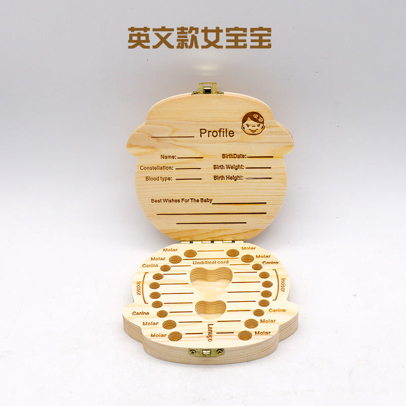 Children's deciduous teeth commemorative box Boys and girls deciduous teeth box Tooth storage box Wooden baby replacement tooth preservation box