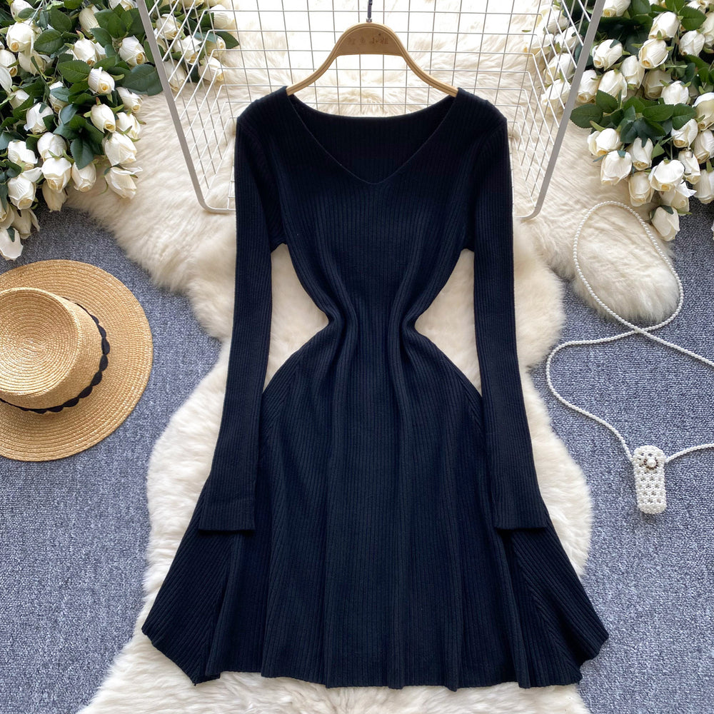 Fall and winternew arrivalsweater skirt bottom knitting shirt dress women's waist slimming look medium long inner a-line skirt