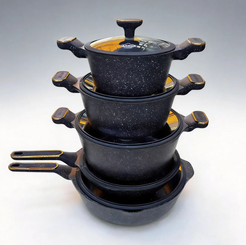Uakeen hot-selling export pot suitkitchenwar5-piece set 5pcs medical stone double-layer bottom pot