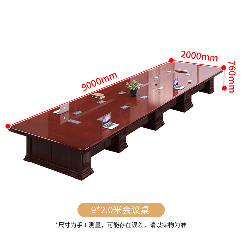 Saint li paint conference table with solid wood veneer, rectangular table, company meeting large negotiation table and chair set