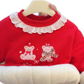 New year's autumn/winter girls' three-layer quilted padded sweatshirt cotton jacket, trendy tops for baby girls, children's clothing, kids' apparel