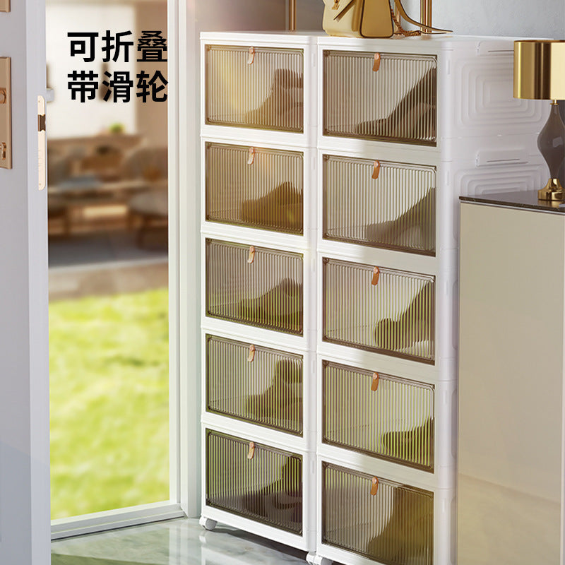Installation-free shoe box, dustproof, foldable simple shoe cabinet, multi-layer household solid color shoe rack, preferred PP plastic storage box