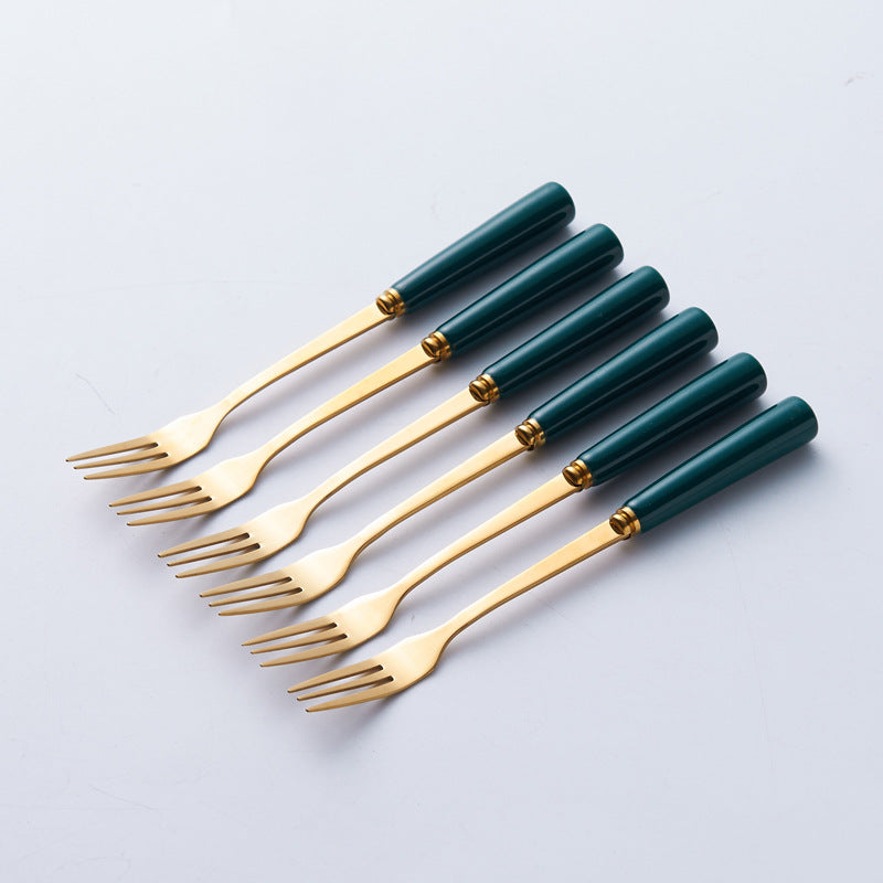 Nordic fruit fork spoon mooncake knife and fork creative household stainless steel fruit pick coffee spoon ceramic storage jar suit