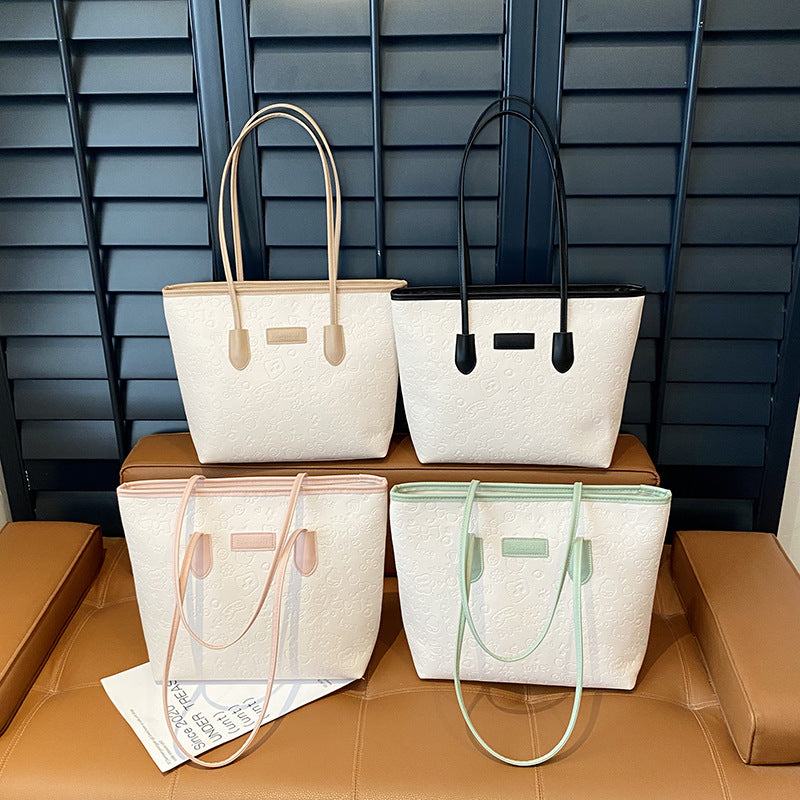 Large capacity korean style shoulder bag for women, 2026 spring new arrival, minimalist fashion handbag, versatile commuter tote bag