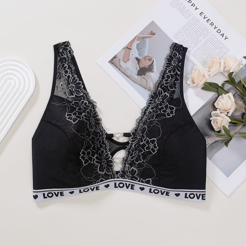 fashionlacesexy bottom women's plus sizeintimates thin breathable beautiful back plaidplus size bra