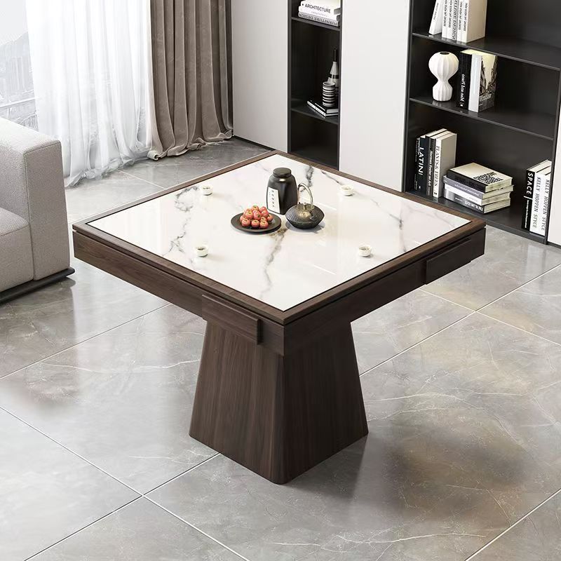 Mahjong table, egg-cracking special table, solid wood eight immortals table, square table, dining table, new chinoiserie slate chess and card table and chairs