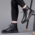 Spring/summer new men's leather shoes - versatile korean style, british fashion, trendy men's shoes, business martin boots, lace-up casual shoes