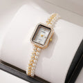 Ouki internet celebrity medieval pearl chain watch women's small mother-of-pearl dial small fragrant style diamond-encrusted women's watch silver