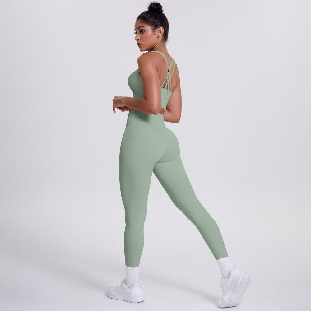 new brushed tight yoga wear cross-back sports bra suit cloud-like quick-drying running fitness wear