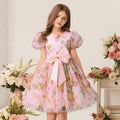 European and american style girls' chic butterfly princess dress - kids' puff sleeve sweet floral sundress for little girls