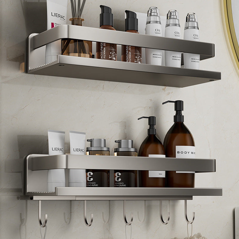 Removable and washable space aluminum bathroom rack Wall-mounted non-punching bathroom cosmetic storage rack Factory direct sales