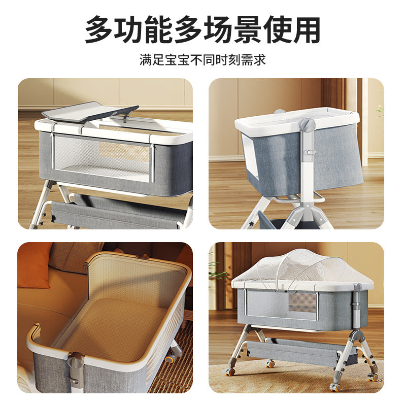Baby crib: portable, multi-functional, foldable bassinet - newborn splice bed, convertible to full-sized bed