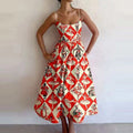 cross-border e-commerce european and american women's clothing: new summer collection - elegant vacation style, unique print, slim-fit cami dress