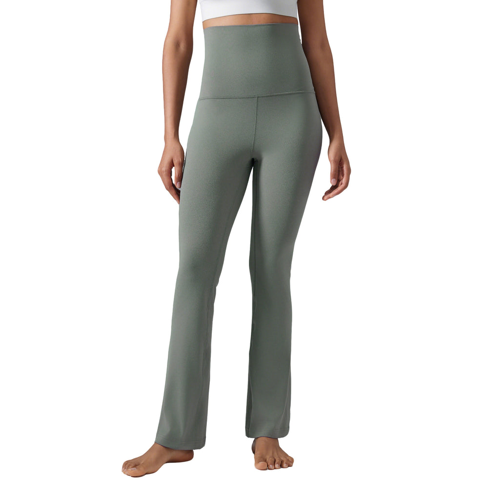 High-waisted, butt-lifting, flared yoga pants with a foldable waistband. these slimming, barely-there leggings are perfect for workouts and fitness activities. style d25102