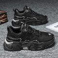 Men's winter 2025 new arrival: popular mid-top sneakers for middle school students - athletic, running, soft sole, height increasing, youth style, white, dad shoes, trendy footwear