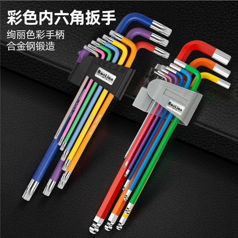 Hex key wrench universal set, hex screwdriver, 6-point tool, colored hex, extended hex, multi-function hex