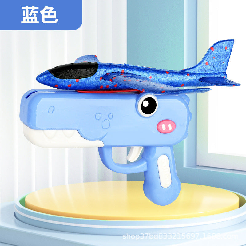 Cute dinosaur foam airplane gun outdoor drop-resistant toy hand throw glider boy girl kids ejection toy gun
