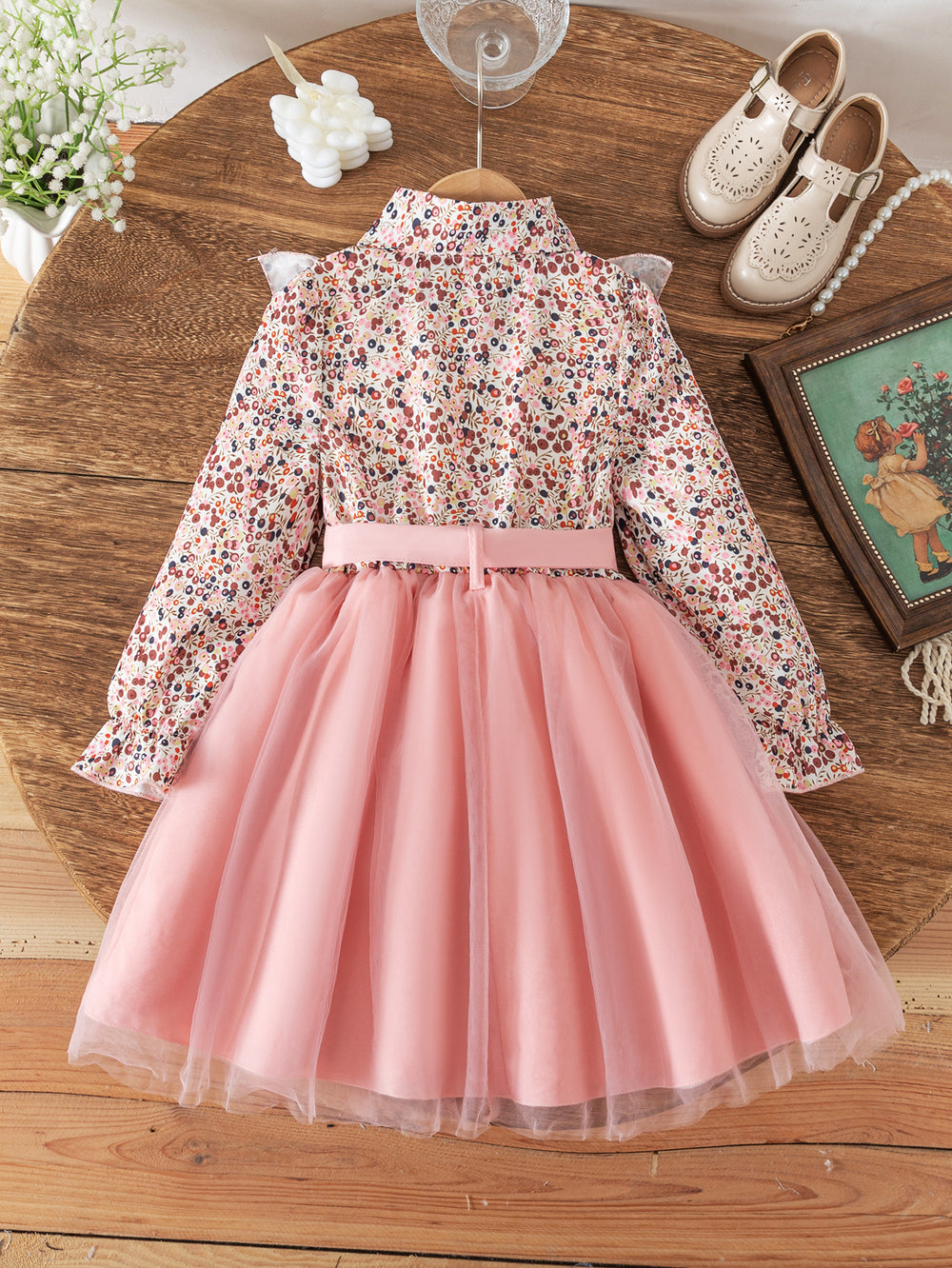 autumn new arrivals: european & american style girls' floral ruffle dress - tulle princess dress