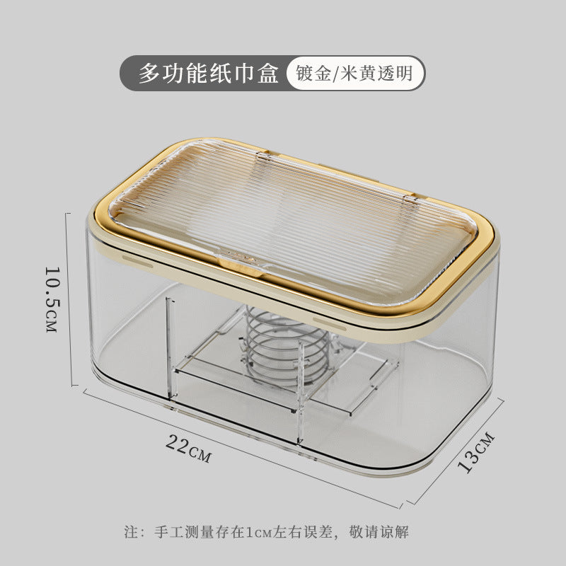 Light luxury paper towel box, living room transparent cream color, no punching, bathroom wall-mounted roll paper, waterproof and dustproof storage