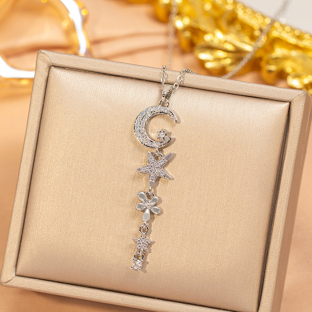 popular stylishfashion copper inlaid zirconium exquisite necklace for women niche styleeasiest for matchaccessible luxury non-fading clavicle chain jewelry