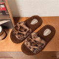 cute cartoon bear leopard print furry slippers for women, autumn and winter home wear, 2025 new cotton slippers, wholesale in stock