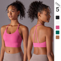 New arrival brushed double-sided nylon pure color beautiful back cross sling sports running fitness yoga wear sports intimates women