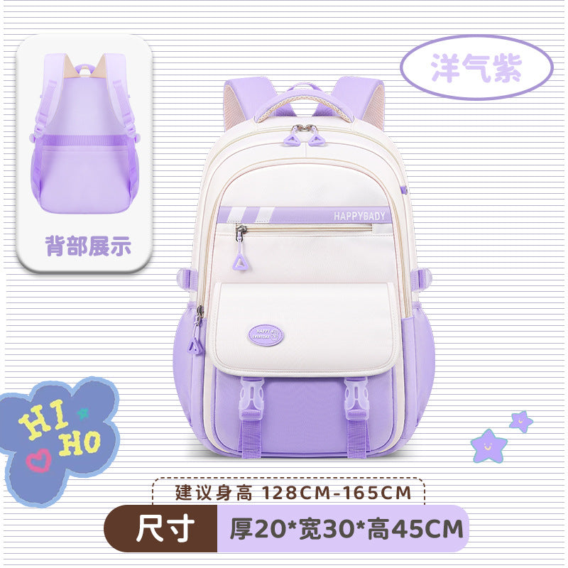 2024 cuhk student backpack - minimalist canvas bag, large capacity backpack for junior high and college girls, spine-protecting, lightweight, campus style