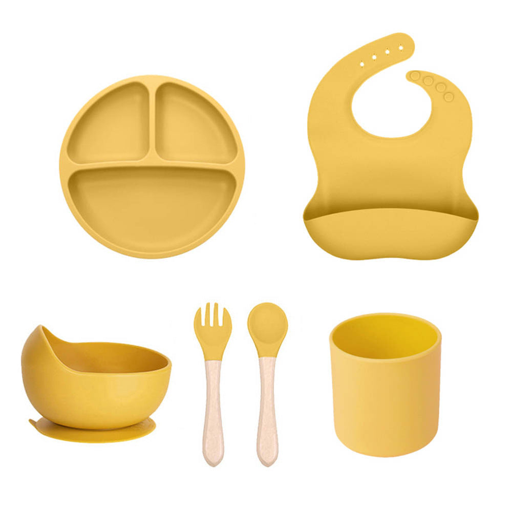 Cross-border children's silicone plate set Baby complementary food grid plate Love plate Maternal and infant feeding tableware set