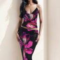european and american cross-border women's fashion: new autumn casual versatile printed v-neck tank top and maxi skirt set