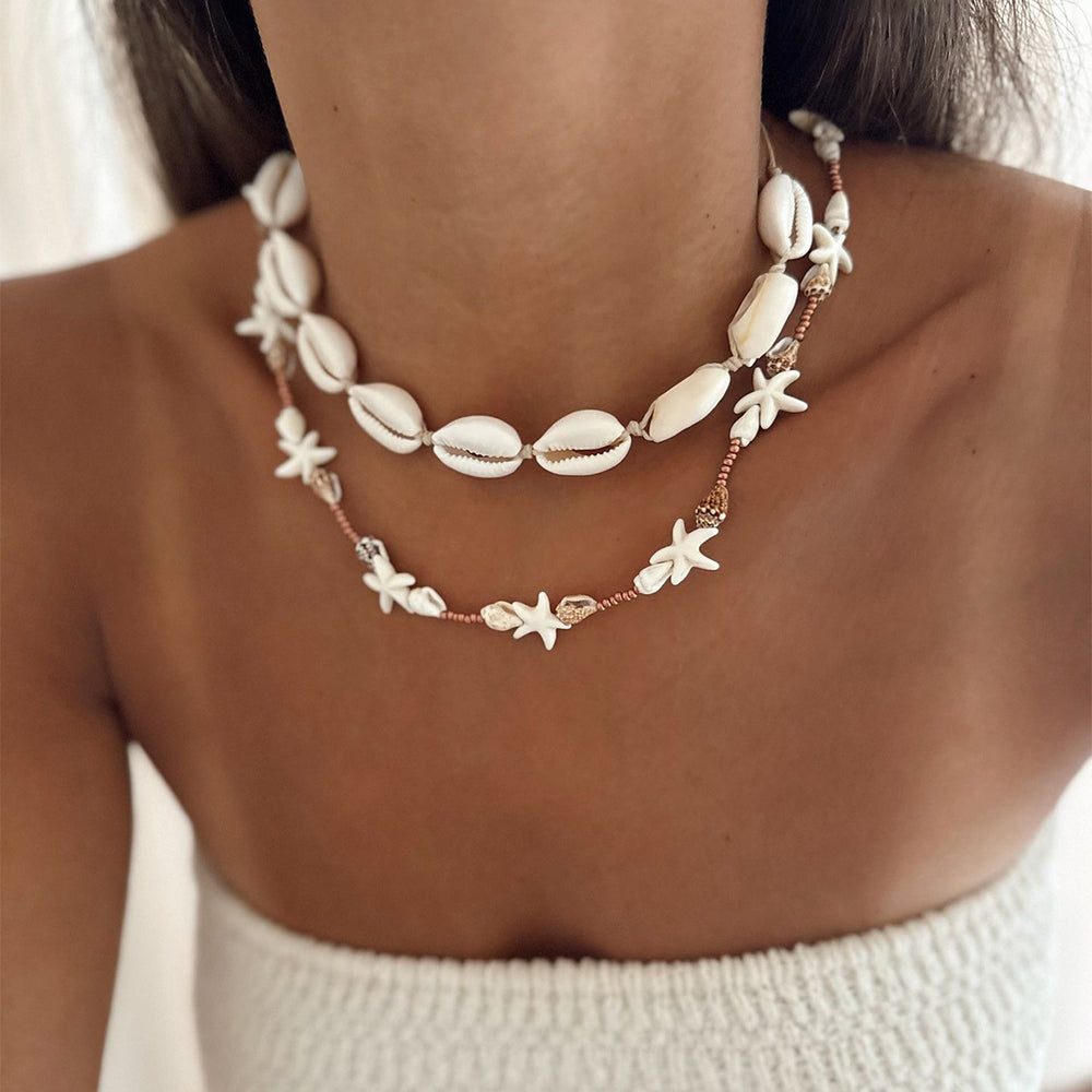Bohemian necklace wholesale: cross-border fashion, beachy style, seashell necklace for women, vintage versatile, conch layering jewelry