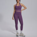 New arrival: solid color reversible jacquard compression yoga set - workout, running, and fitness two-piece outfit